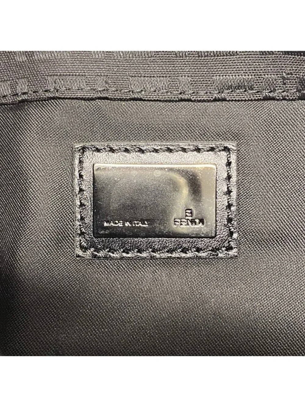 Fendi Handbag Zucchino Nylon Canvas Black Silver